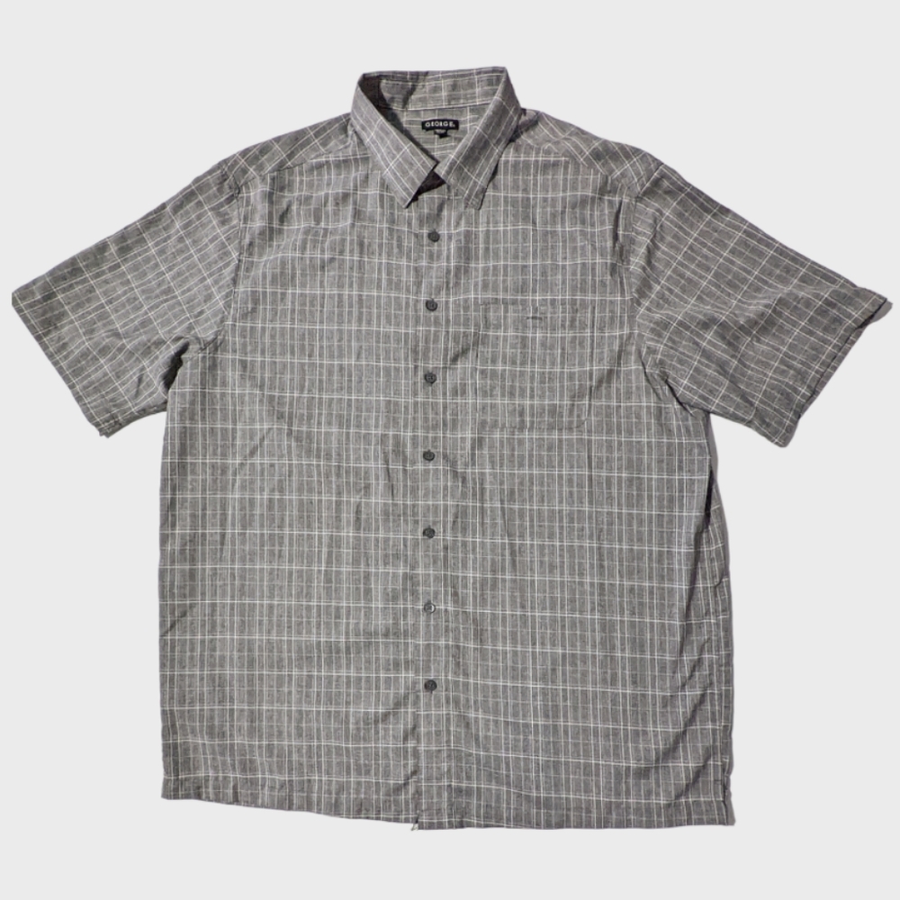 Men's 2XL Grey Button Up Casual Shirt